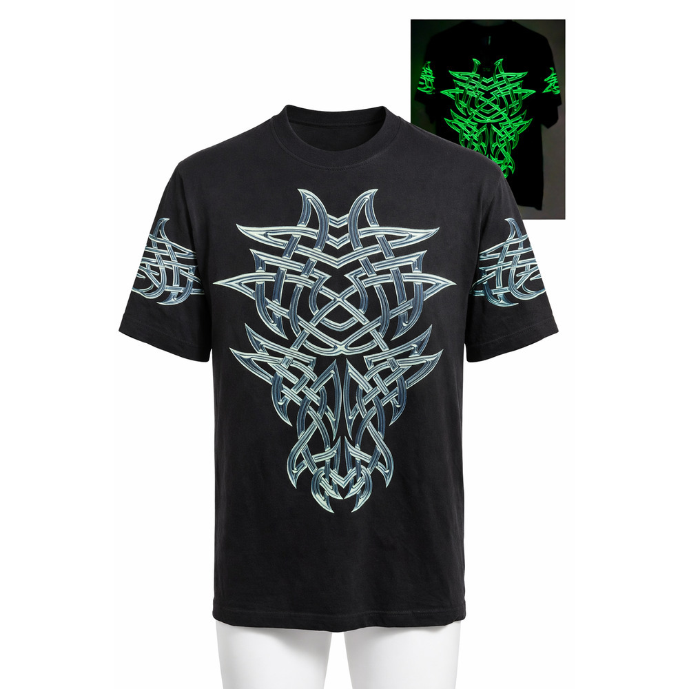 Rock Eagle Glow in the Dark Celtic Graphic Black Cotton T Shirt Large